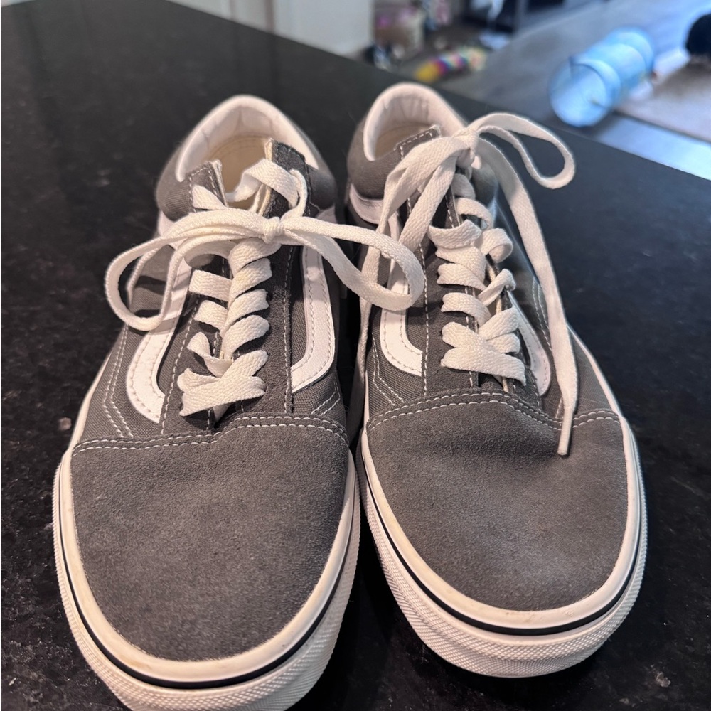 Vans Old Skool Gray and White Suede Sneakers